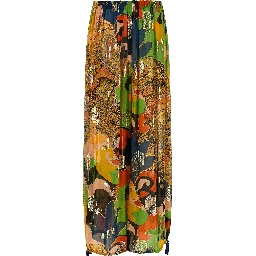 Multicolor Silk Casual Pants