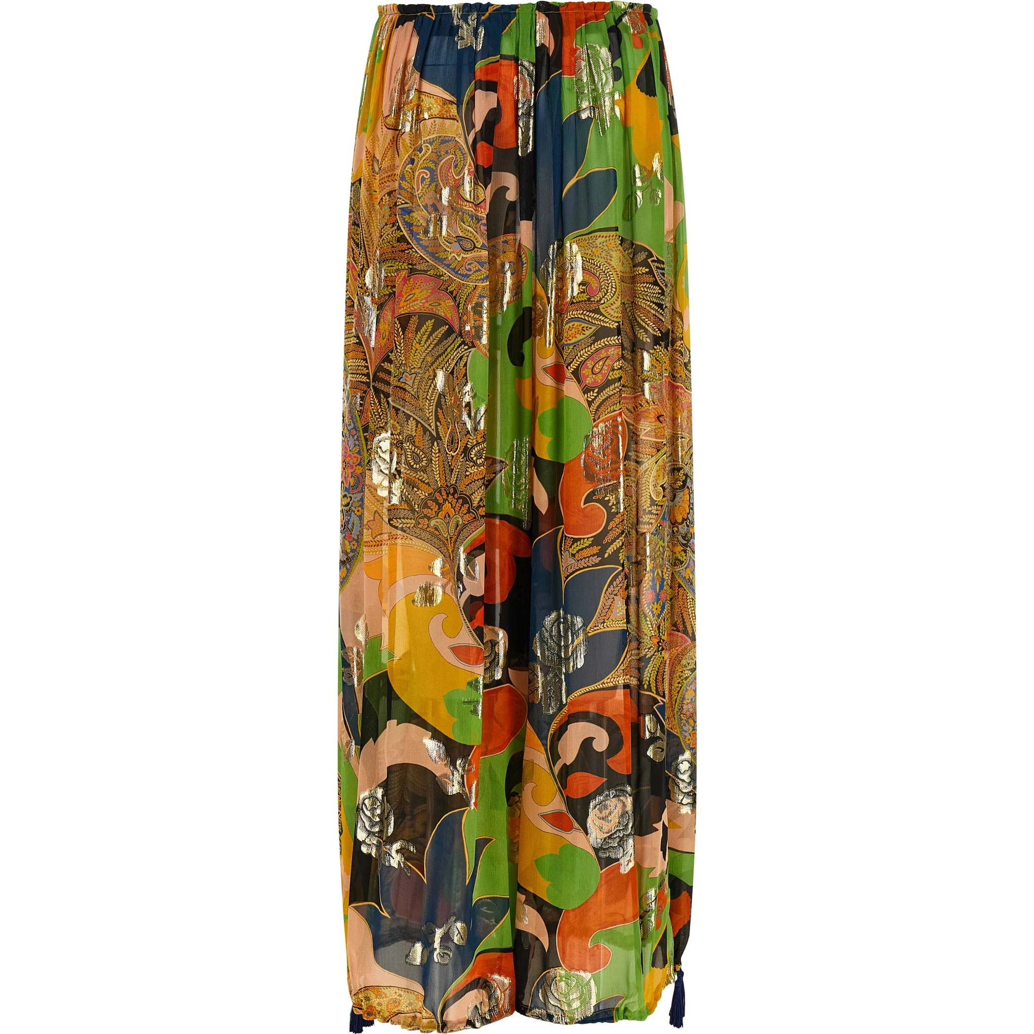 Multicolor Silk Casual Pants