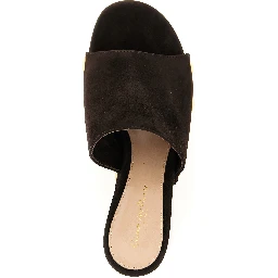 Brown Suede Leather Wedge Sandals