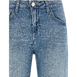Blue Cotton Flared Jeans