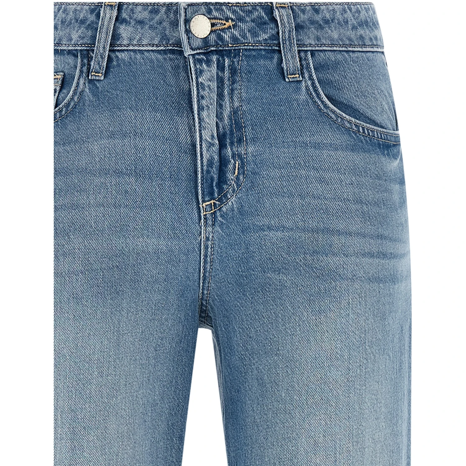 Blue Cotton Flared Jeans