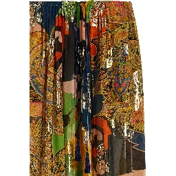 Multicolor Silk Casual Pants