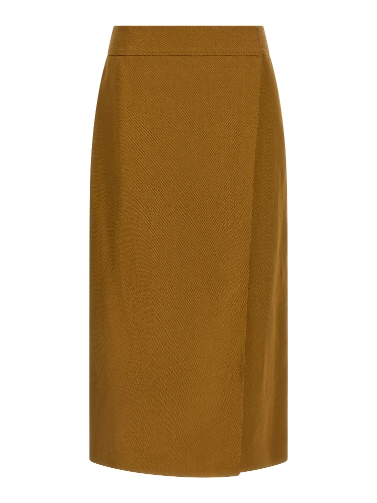 Brown Viscose Midi Skirt