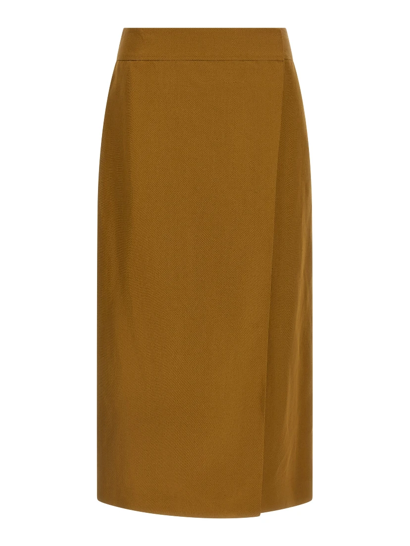 Brown Viscose Midi Skirt