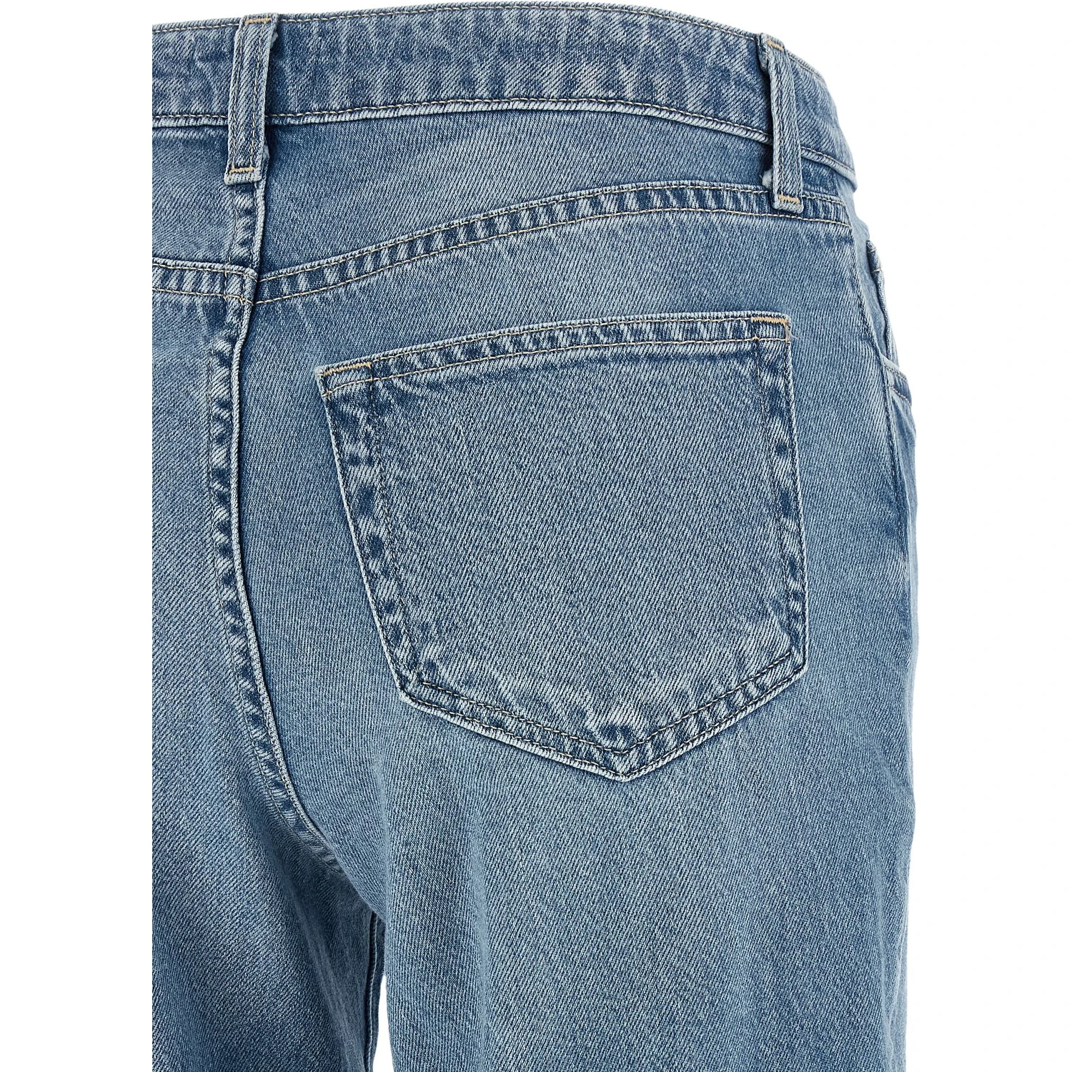 Blue Cotton Flared Jeans