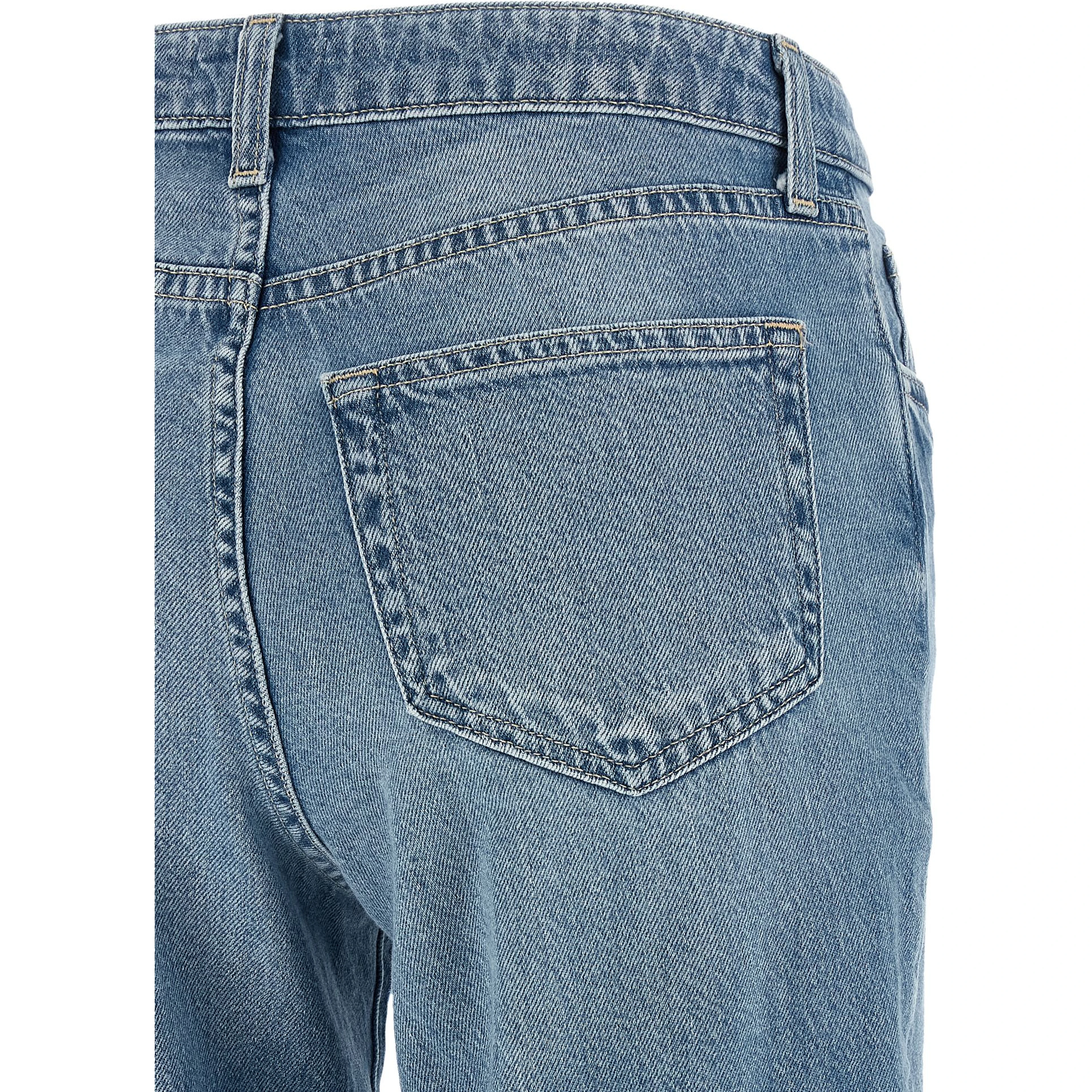 Blue Cotton Flared Jeans