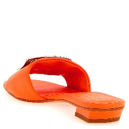 Orange Lamb Leather Mid Heel Pumps