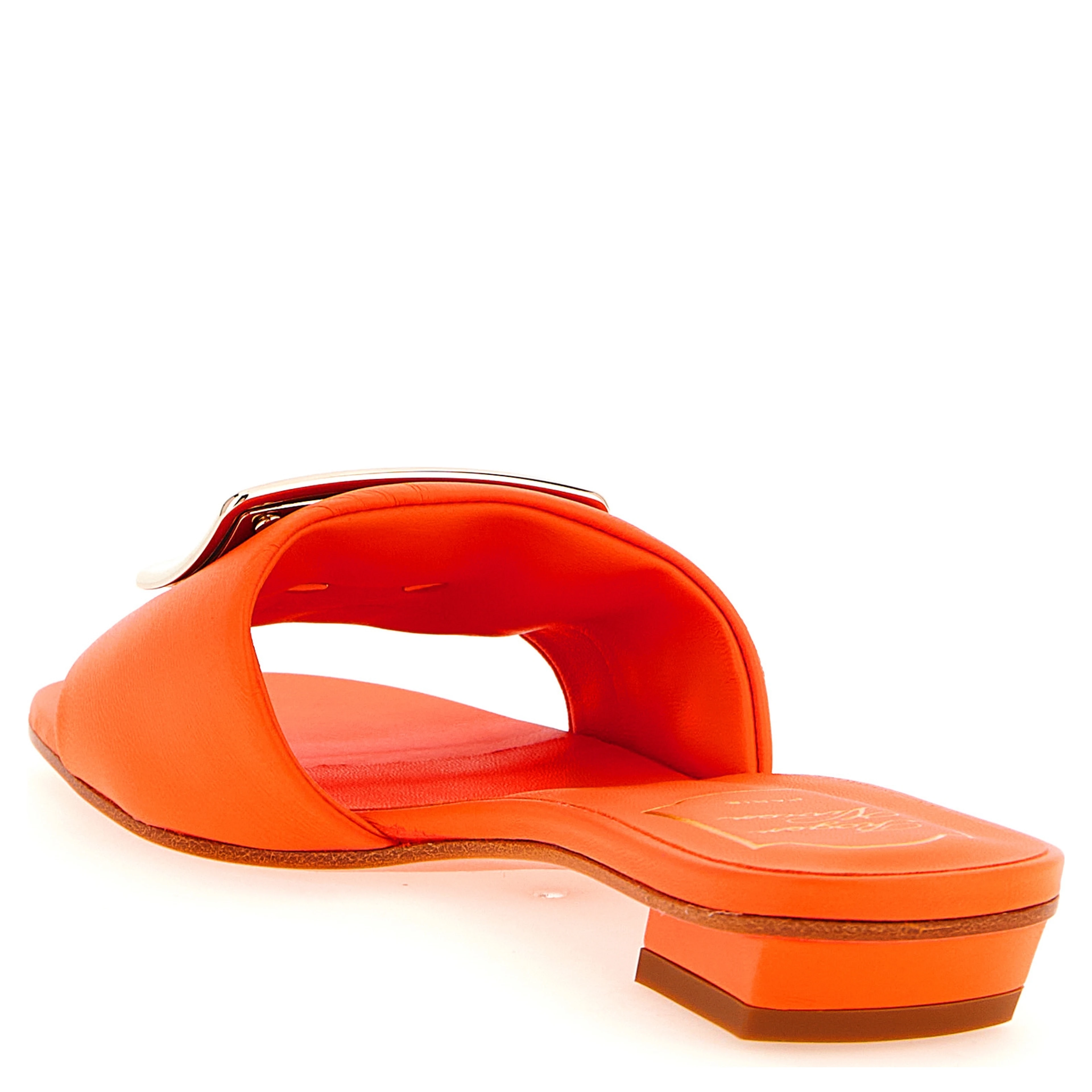 Orange Lamb Leather Mid Heel Pumps