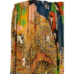 Multicolor Silk Casual Pants