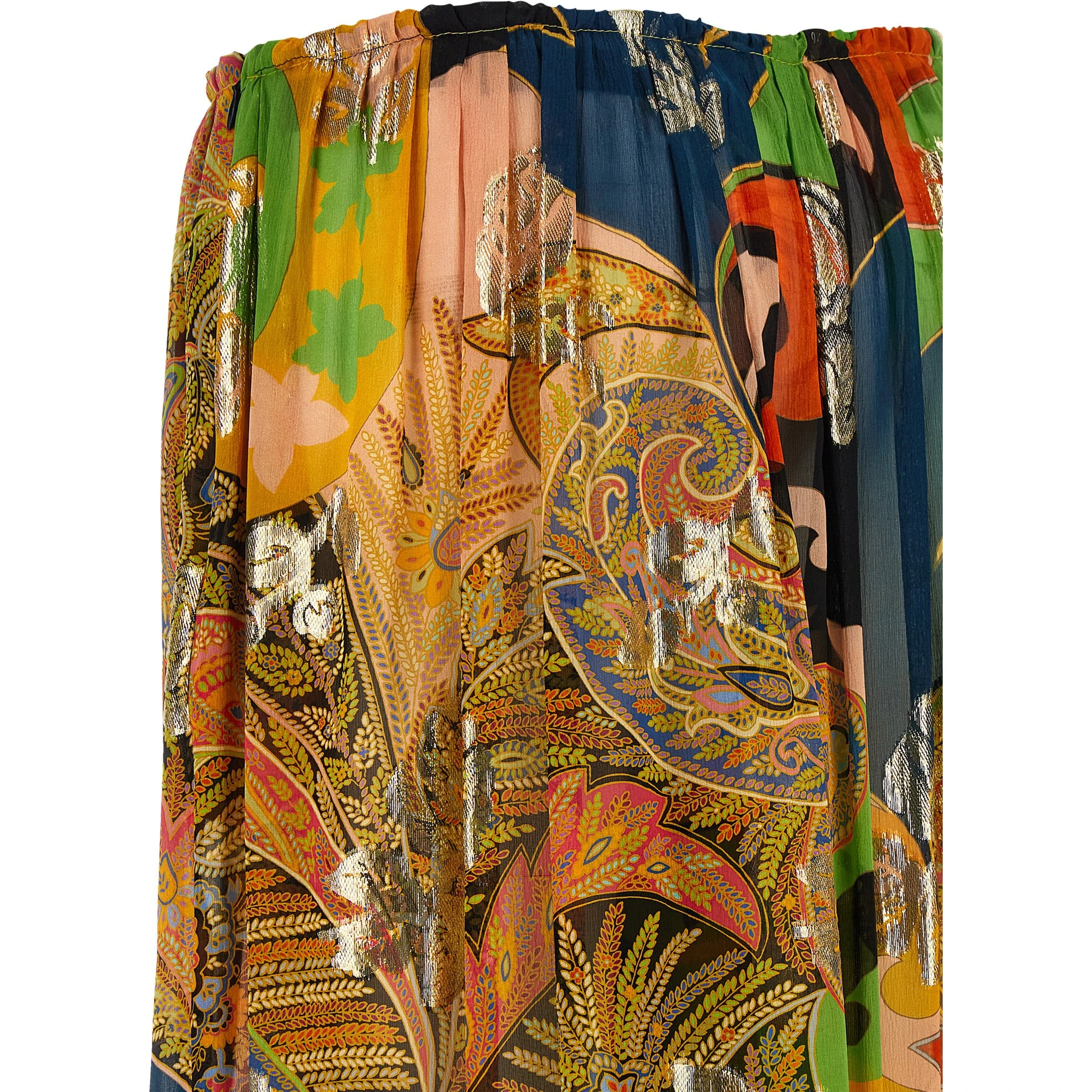 Multicolor Silk Casual Pants