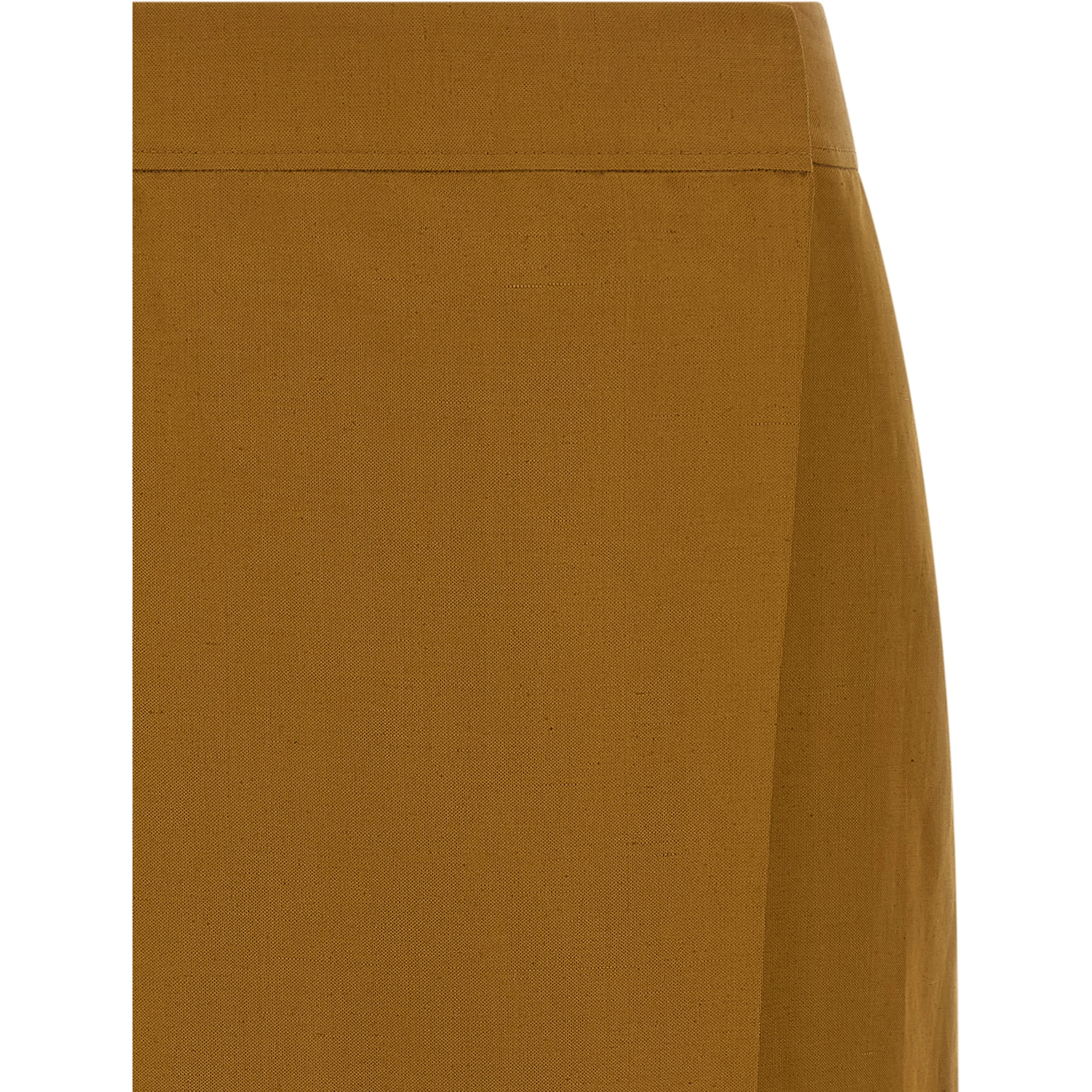 Brown Viscose Midi Skirt