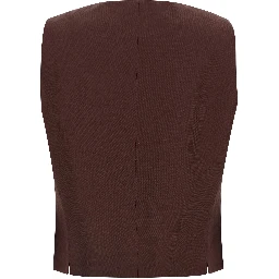 Brown Viscose Sleeveless Jacket