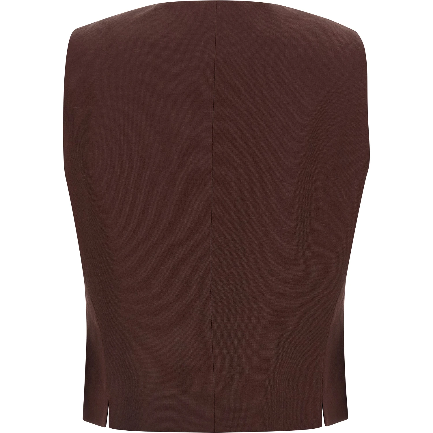 Brown Viscose Sleeveless Jacket
