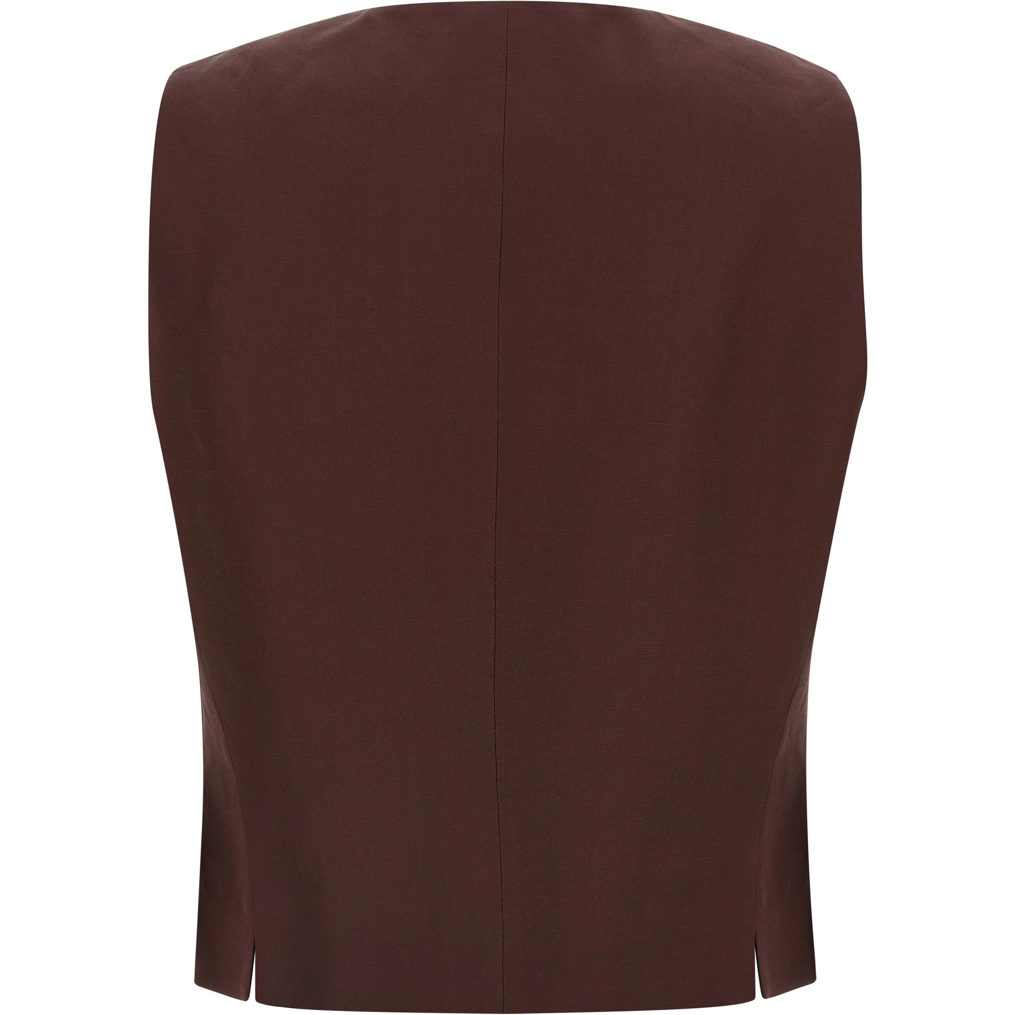 Brown Viscose Sleeveless Jacket