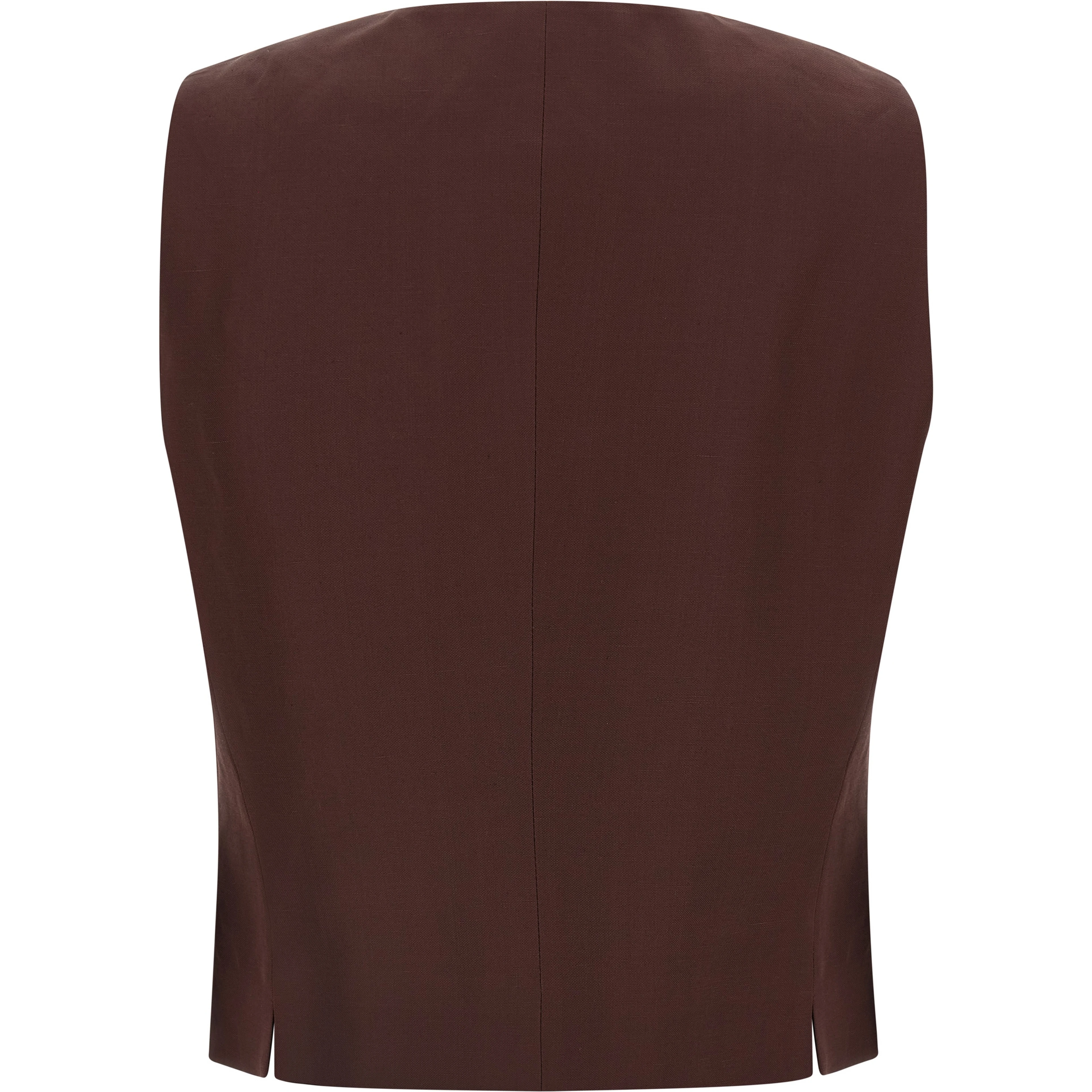 Brown Viscose Sleeveless Jacket