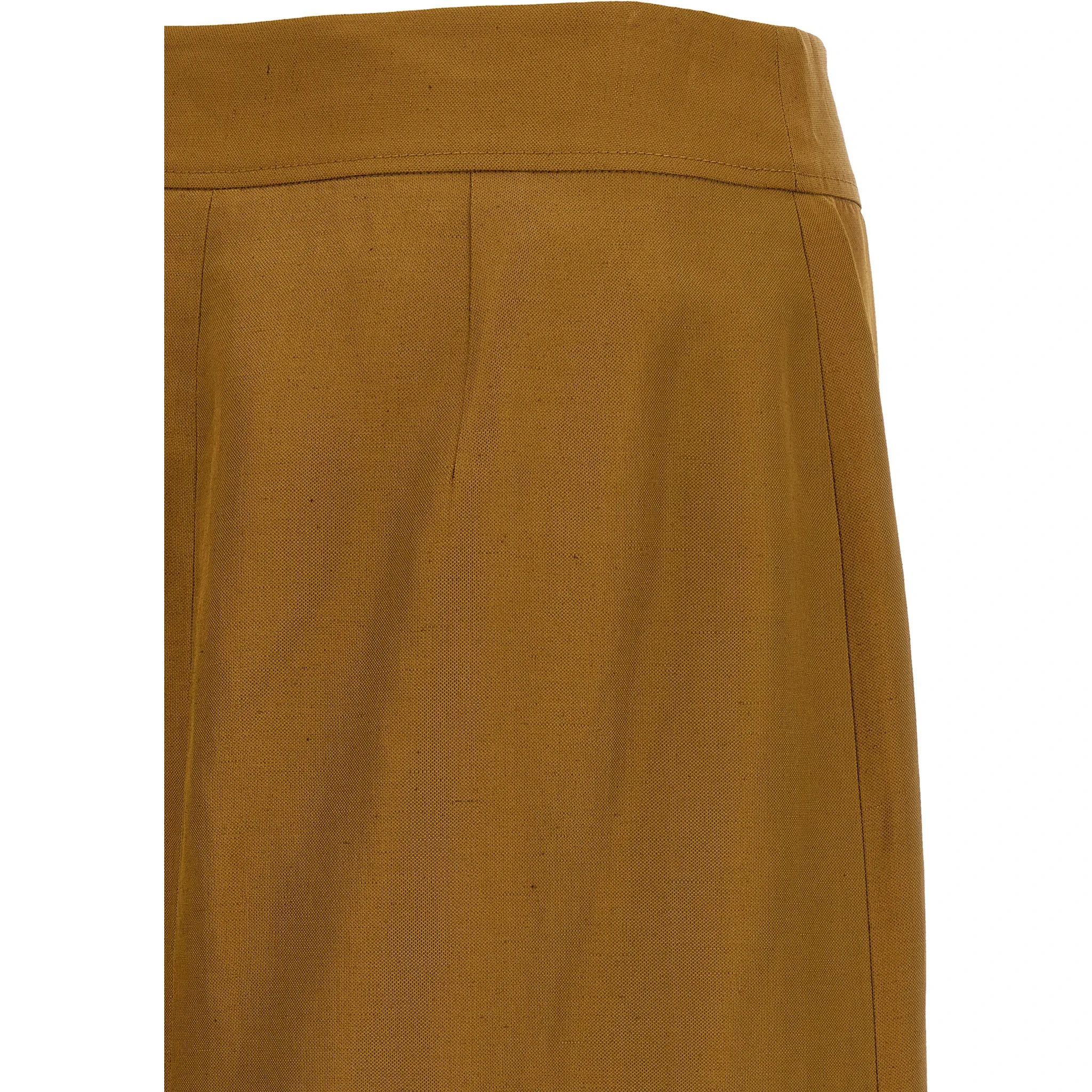 Brown Viscose Midi Skirt