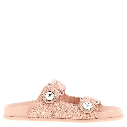 Multicolor Tencel Slides