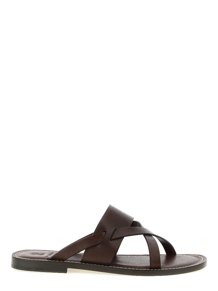 Brown Calfskin Slides