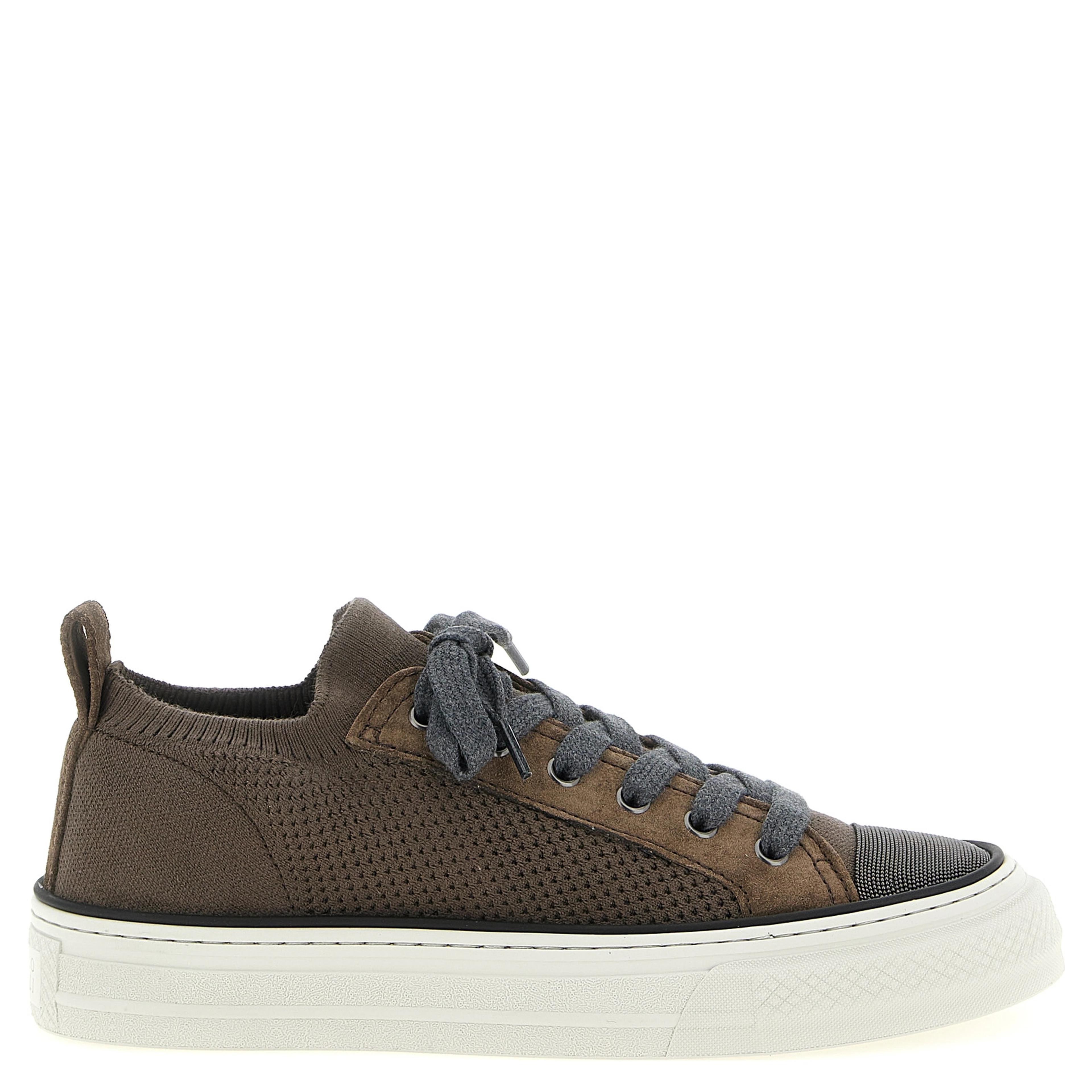 Brown Cotton Low Top Sneakers