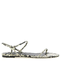 Bicolor Cowhide Flat Sandals