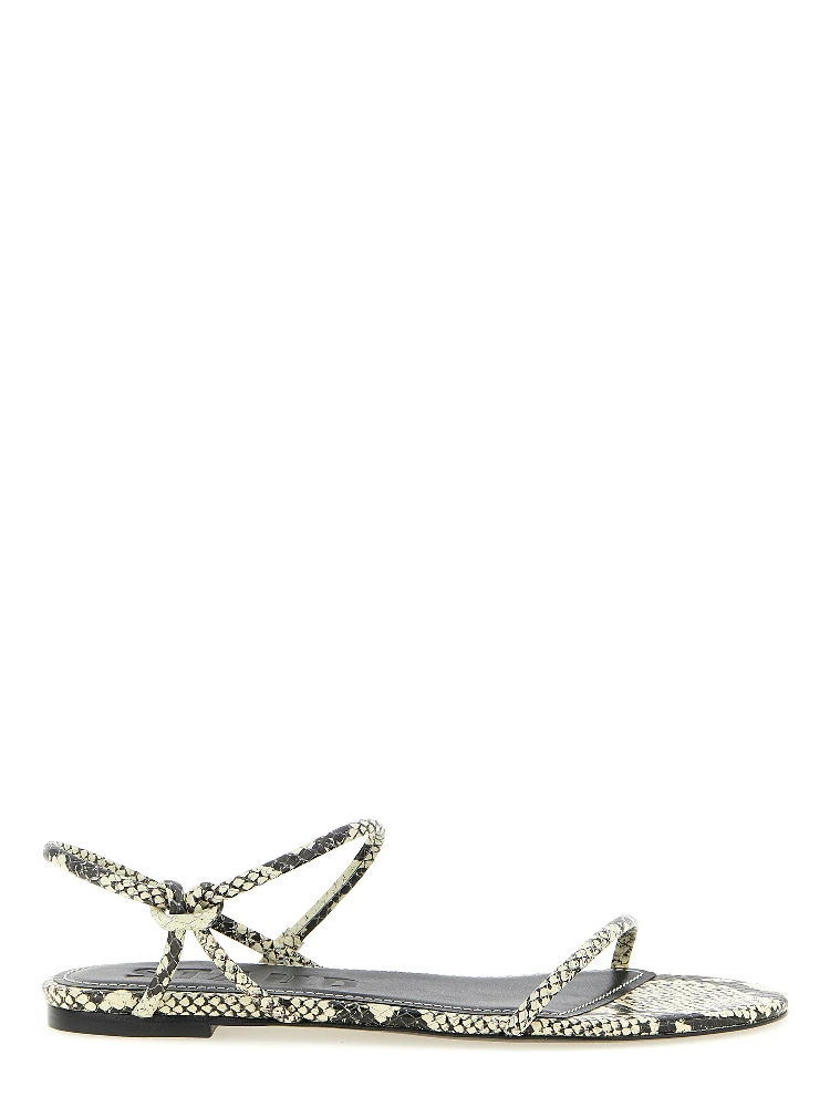 Bicolor Cowhide Flat Sandals
