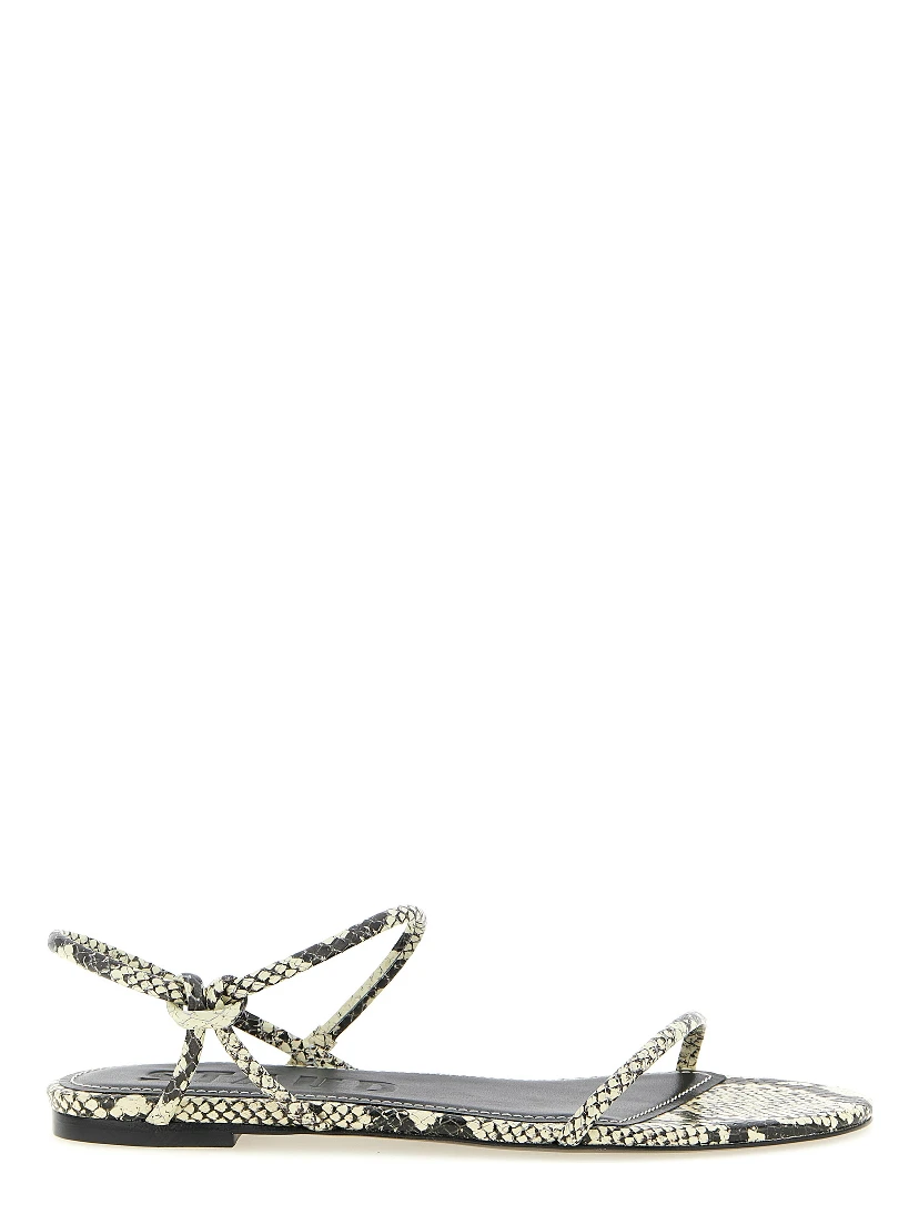 Bicolor Cowhide Flat Sandals