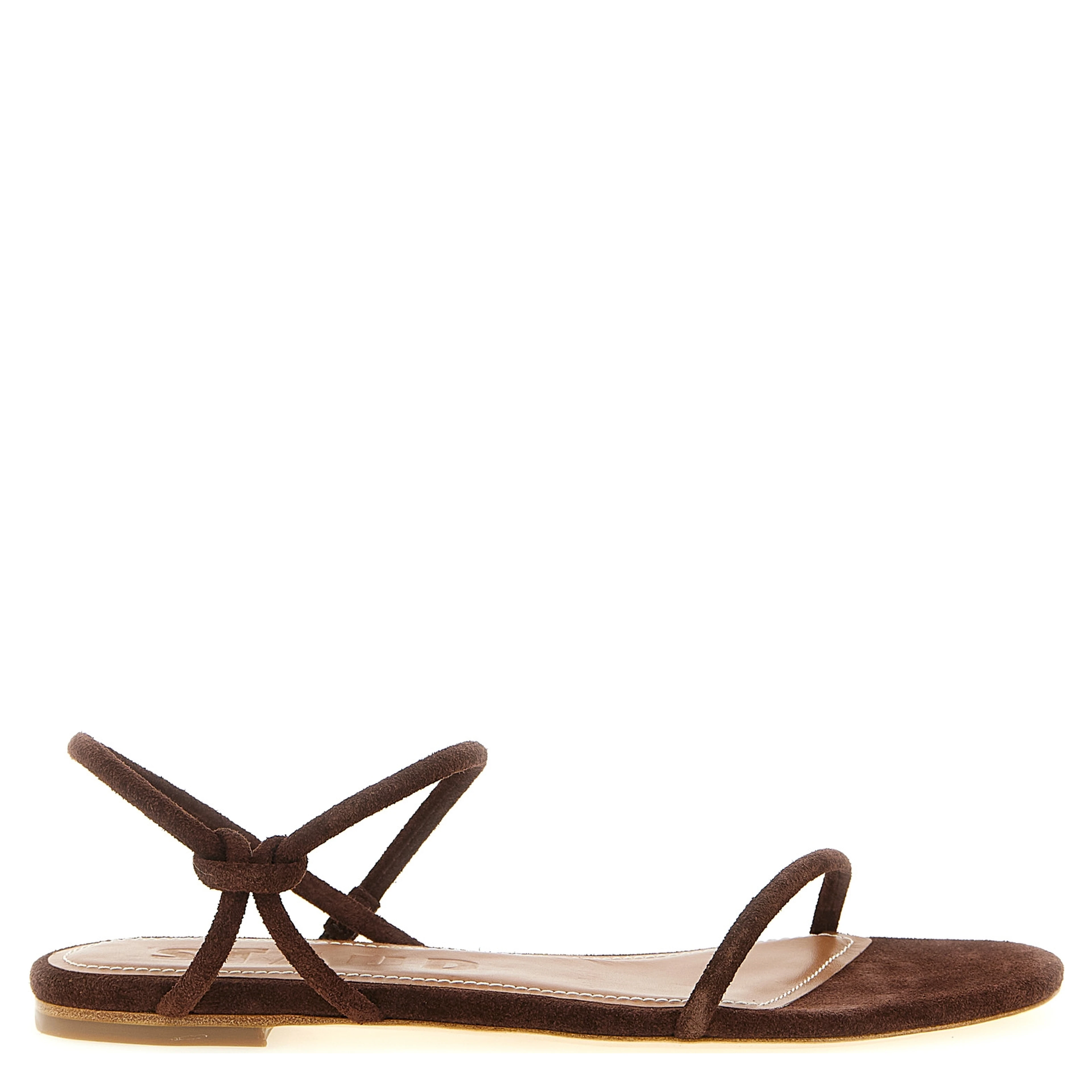 Brown Cowhide Flat Sandals