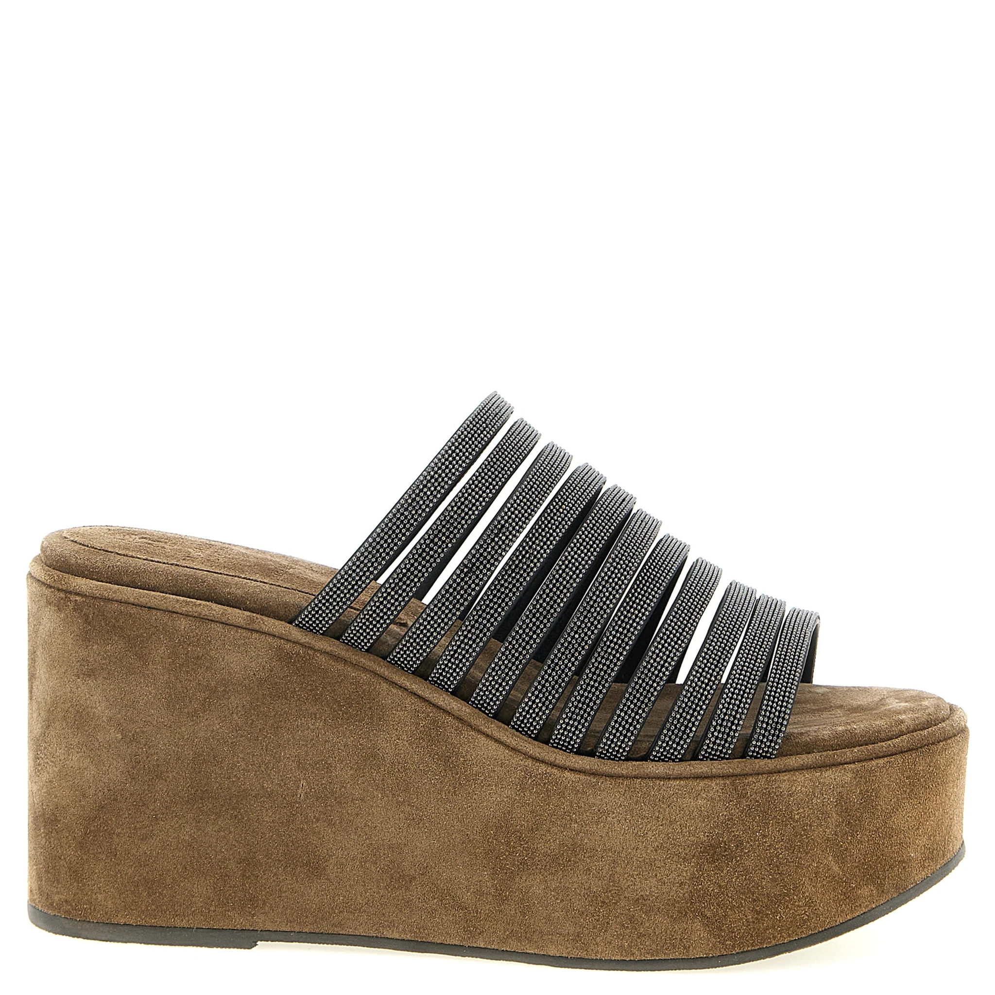 Brown Lamb Leather Wedge Sandals