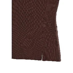 Brown Viscose Sleeveless Jacket