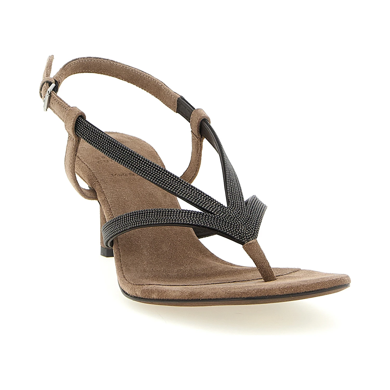 Beige Lamb Leather Flat Sandals