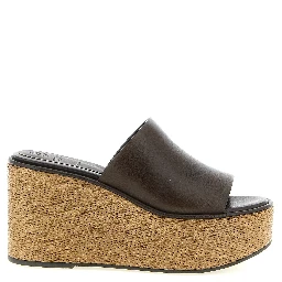 Brown Calfskin Wedge Sandals
