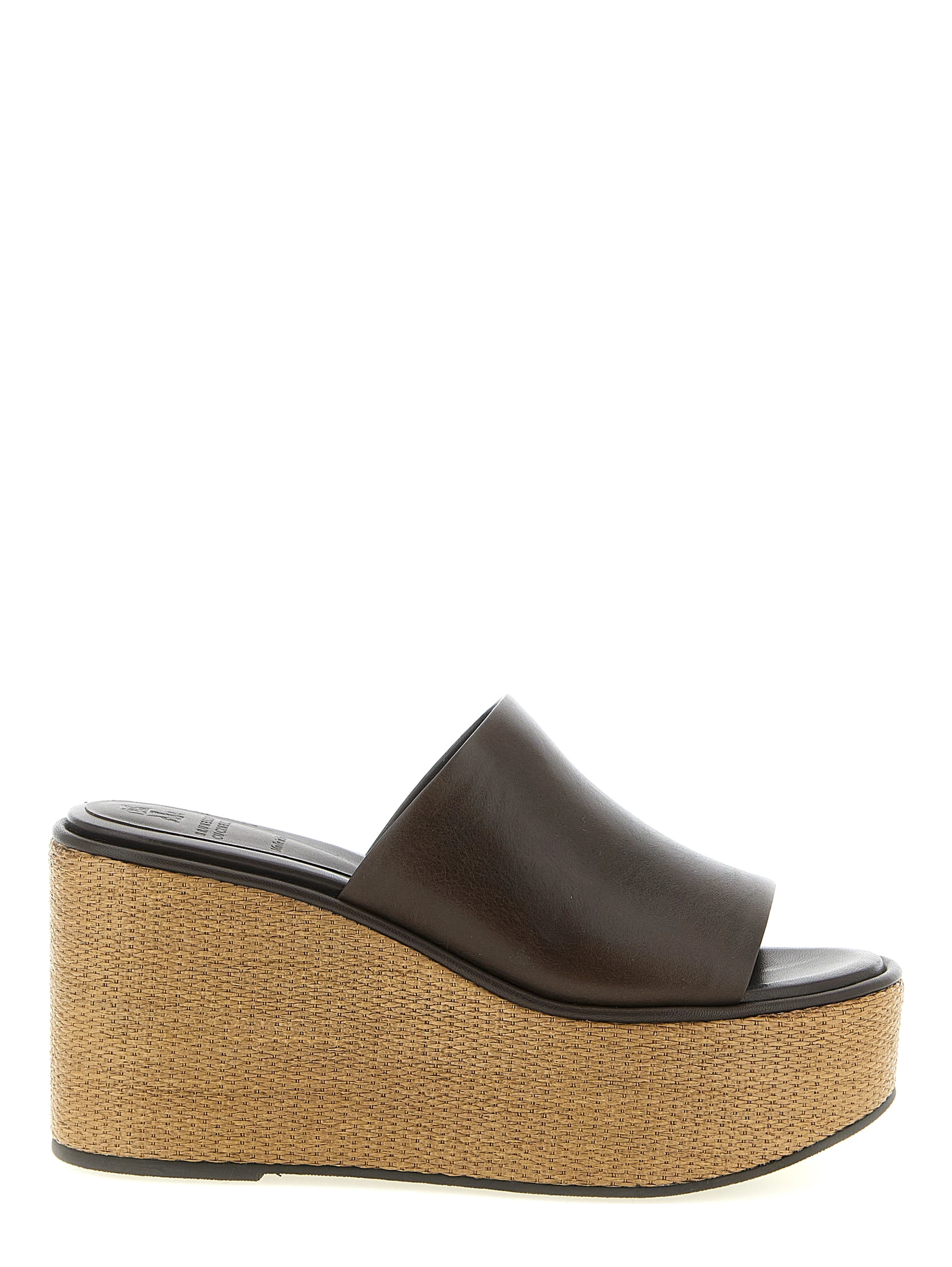 Brown Calfskin Wedge Sandals