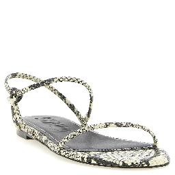 Bicolor Cowhide Flat Sandals