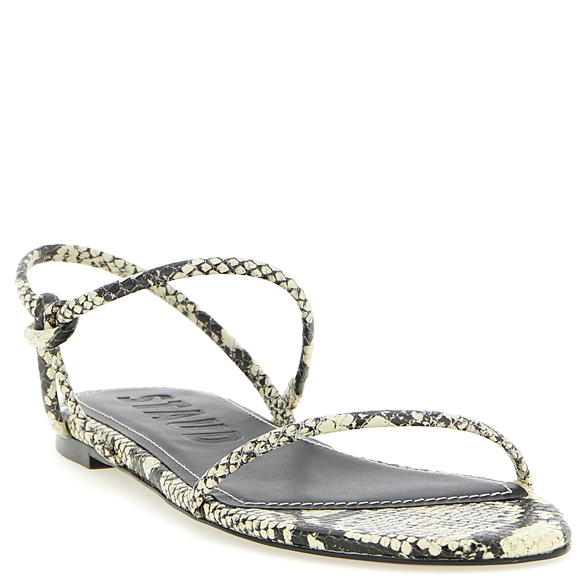 Bicolor Cowhide Flat Sandals