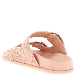 Multicolor Tencel Slides