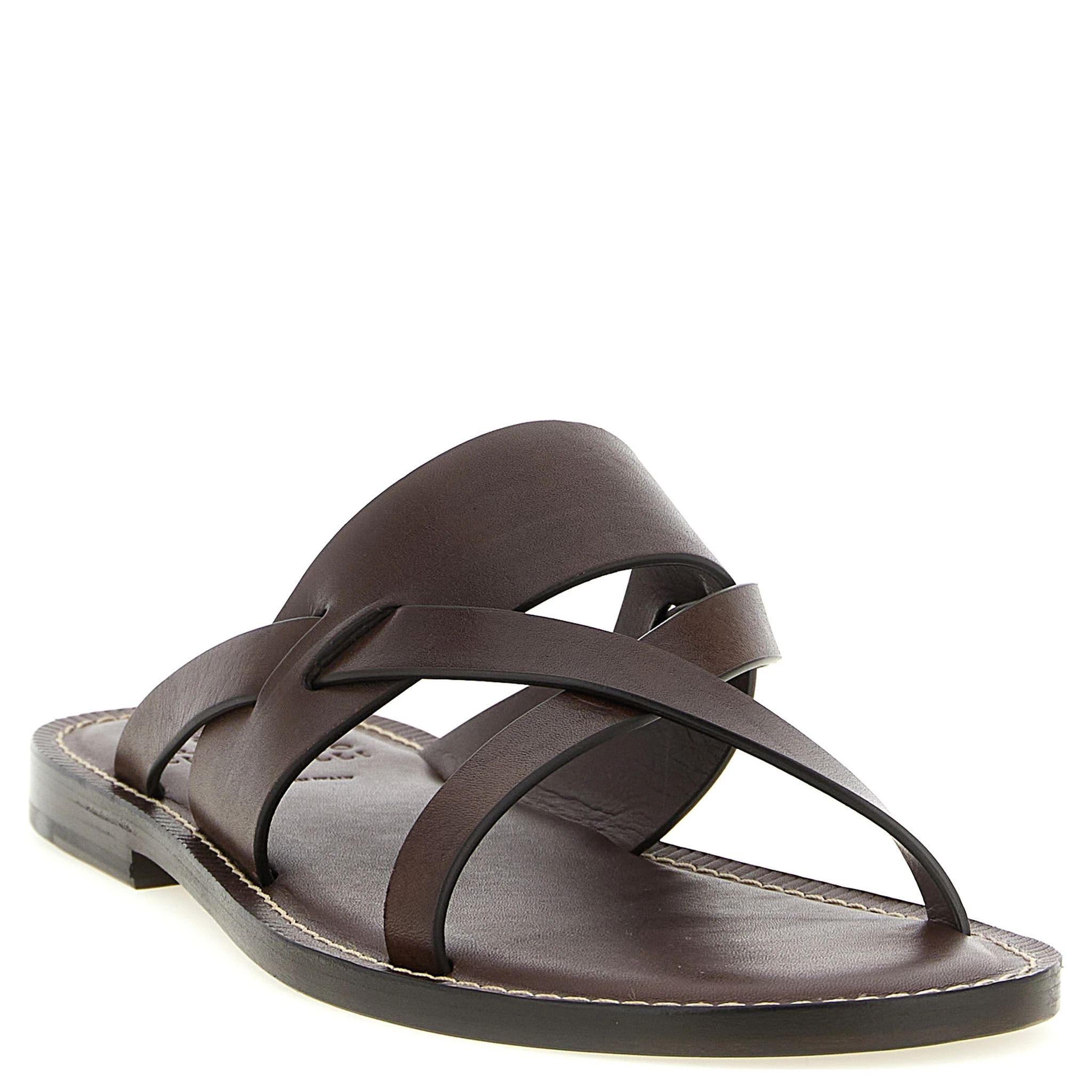 Brown Calfskin Slides
