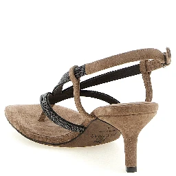 Beige Lamb Leather Flat Sandals