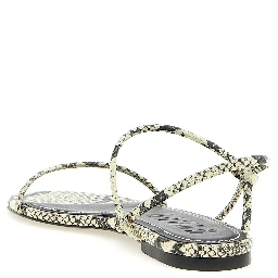 Bicolor Cowhide Flat Sandals
