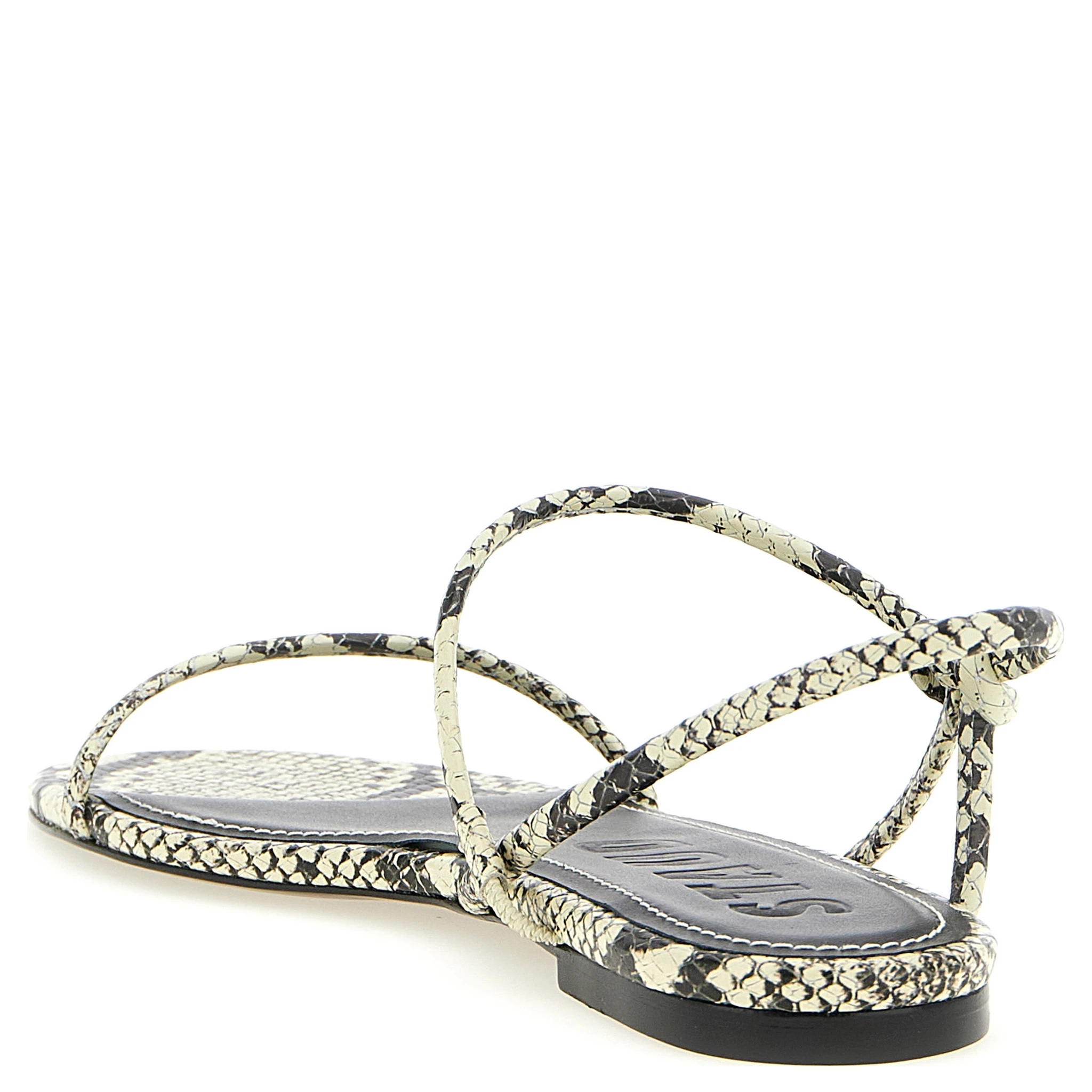 Bicolor Cowhide Flat Sandals