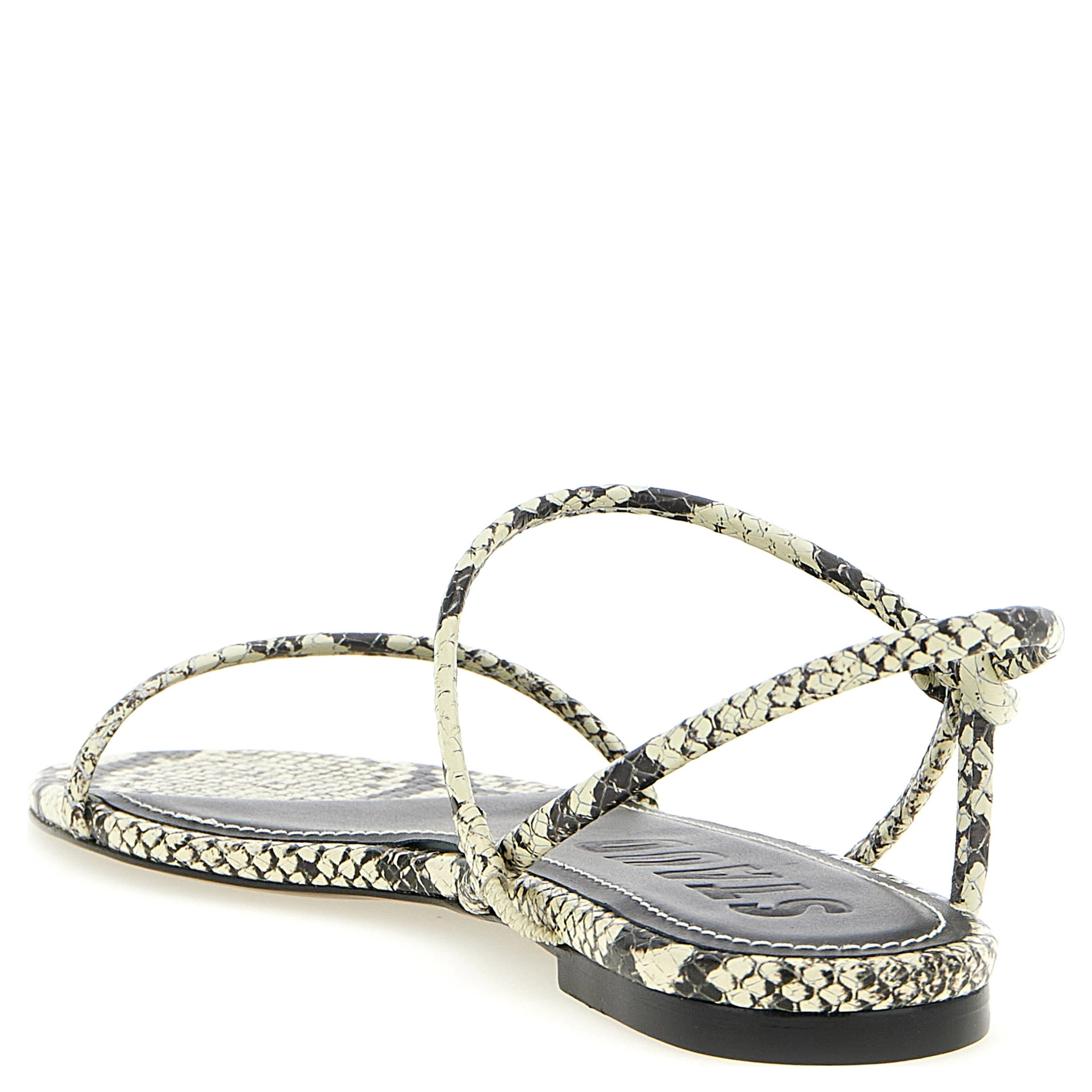 Bicolor Cowhide Flat Sandals