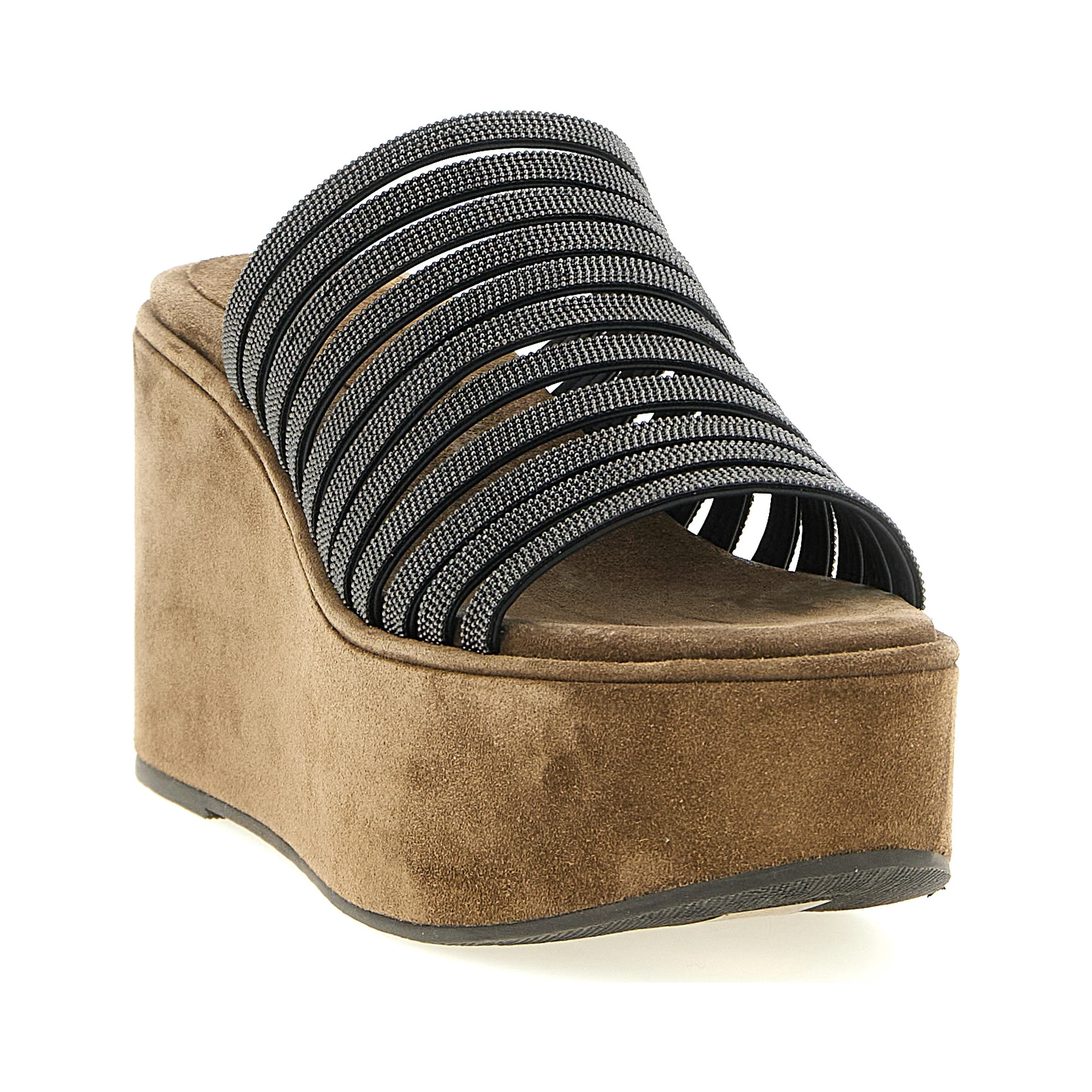 Brown Lamb Leather Wedge Sandals