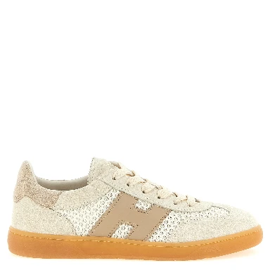 Beige Cotton Low Top Sneakers