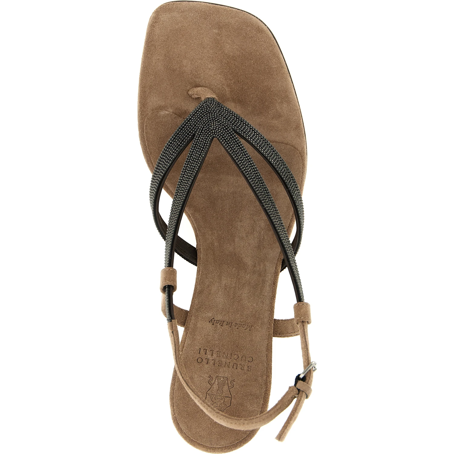 Beige Lamb Leather Flat Sandals