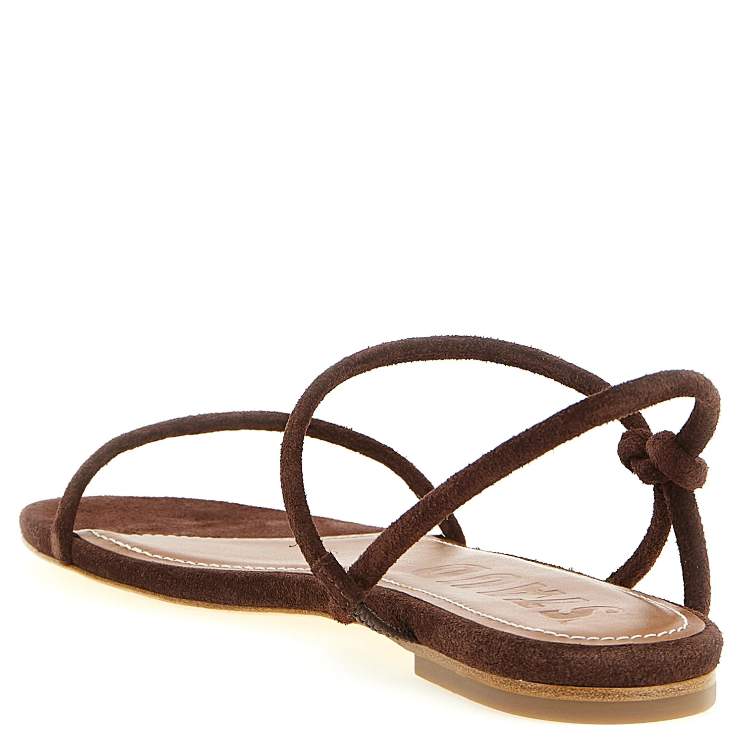 Brown Cowhide Flat Sandals
