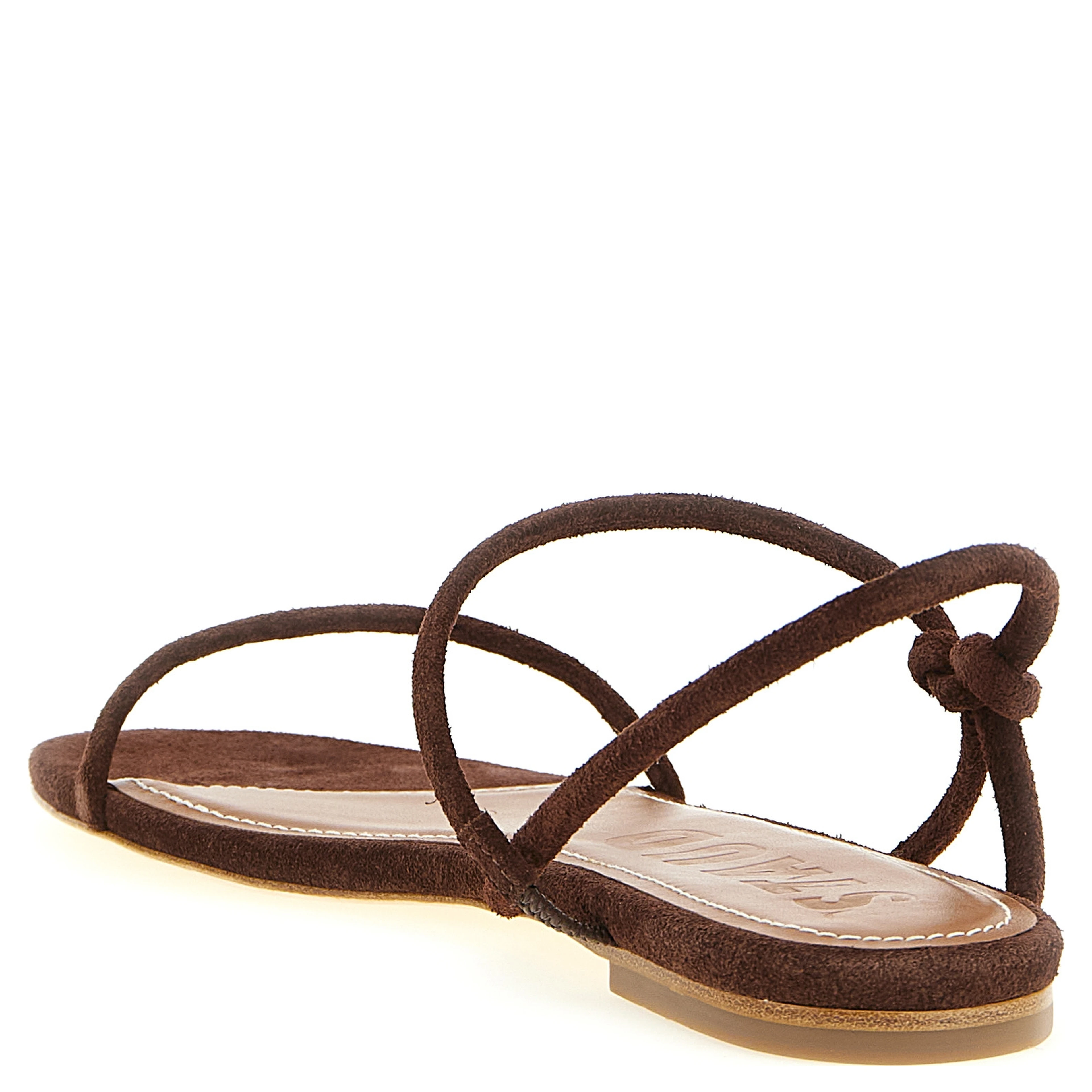 Brown Cowhide Flat Sandals