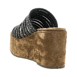 Brown Lamb Leather Wedge Sandals