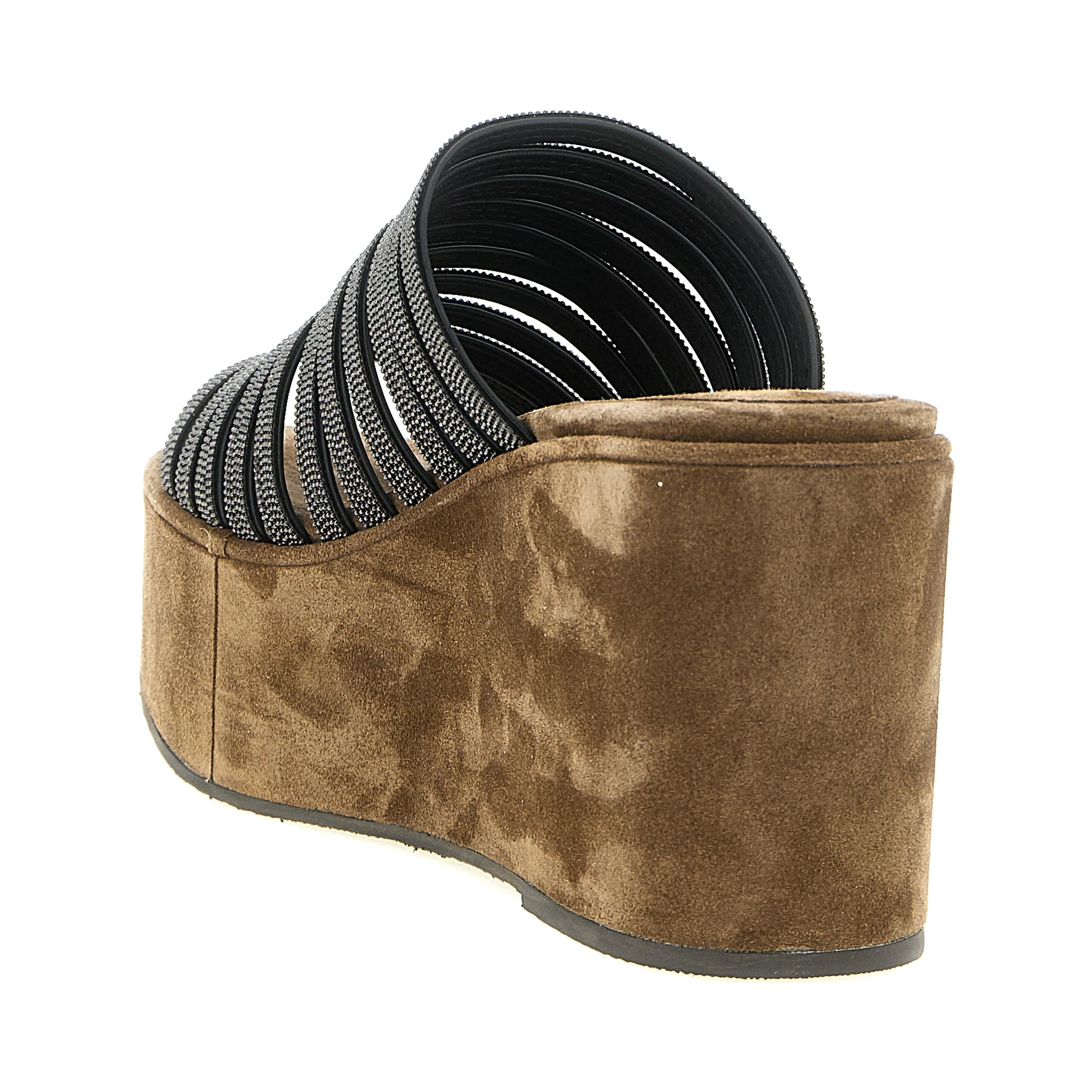 Brown Lamb Leather Wedge Sandals
