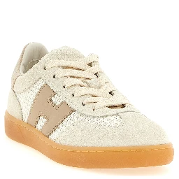 Beige Cotton Low Top Sneakers
