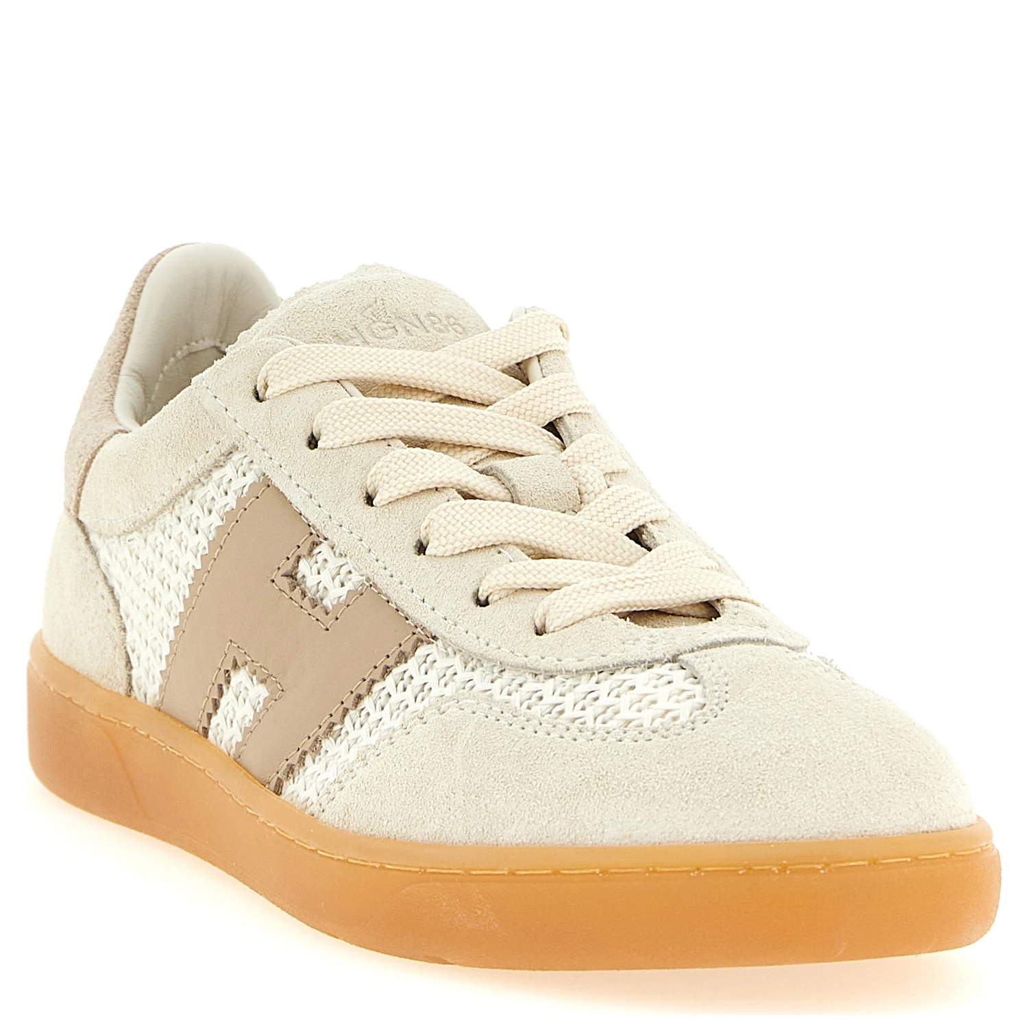 Beige Cotton Low Top Sneakers