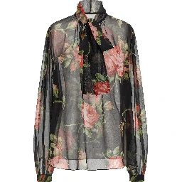 Black Silk Pattern Shirt